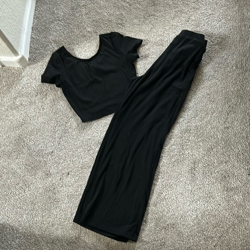 Black ribbed lounge set size small
